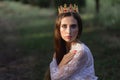 Beautiful girl. fantasy young woman in woods Royalty Free Stock Photo