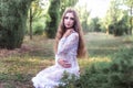Beautiful girl. fantasy young woman in woods Royalty Free Stock Photo