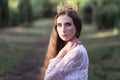 Beautiful girl. fantasy young woman in woods Royalty Free Stock Photo