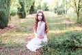 Beautiful girl. fantasy young woman in woods Royalty Free Stock Photo