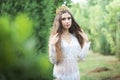 Beautiful girl. fantasy young woman in woods Royalty Free Stock Photo