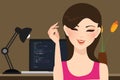 Beautiful girl female programmer occupation jobs programming in laptop screen code behind