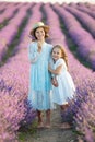 Beautiful girl in a field with lavender. Royalty Free Stock Photo