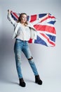 Beautiful girl with flag of Britain Royalty Free Stock Photo