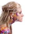 Beautiful girl with floral theme bodyart Royalty Free Stock Photo