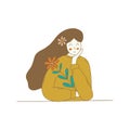 Beautiful girl with flower in her hair. Vector