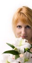 beautiful girl with the flower of lily Royalty Free Stock Photo