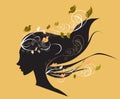 Beautiful girl with flowers in hair illustr Royalty Free Stock Photo
