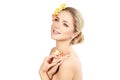 Beautiful girl with flowers on head Royalty Free Stock Photo