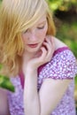 Beautiful girl freckles face portrait Royalty Free Stock Photo