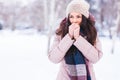 Beautiful girl freezing outside Royalty Free Stock Photo