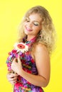 Beautiful girl and gerbera