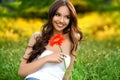 Beautiful Girl With Gerbera Flower