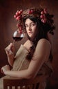 Beautiful girl with glass of red wine Royalty Free Stock Photo