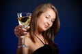 Beautiful girl with glass of wine Royalty Free Stock Photo