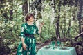 Beautiful young woman in a green dress Royalty Free Stock Photo