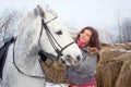 Beautiful girl-gypsy with horse. Royalty Free Stock Photo