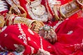 Beautiful girl hand decorated with henna style of an Indian bride. Jaisalmer, India Royalty Free Stock Photo