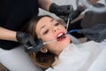 Beautiful girl having dental check up in dental clinic. Dentistry Royalty Free Stock Photo