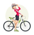 Beautiful girl in helmet with mountain bike. Sport. Royalty Free Stock Photo