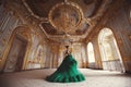 Beautiful girl in a historical palace interior Royalty Free Stock Photo