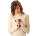 A beautiful girl holding a cup of hot drink Royalty Free Stock Photo