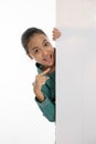 Beautiful girl holding empty white board Royalty Free Stock Photo