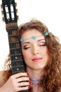 Beautiful Girl holding guitar Royalty Free Stock Photo