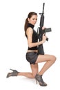Beautiful girl holding a rifle Royalty Free Stock Photo