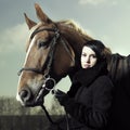 Beautiful girl and horse