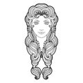 Beautiful girl with intricately patterned, zentangle braid and bright eyes.