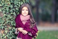 Beautiful girl with warm fluffy scarf