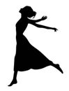Beautiful girl lady woman flying silhouette Royalty Free Stock Photo