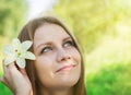 Beautiful girl with lily flower Royalty Free Stock Photo