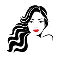 Female icon.Woman silhouette with curly hair.Logo for beauty salons.