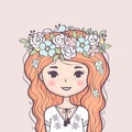 Beautiful girl with long red hair in a flower wreath Royalty Free Stock Photo