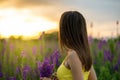 Beautiful girl among the lupine Royalty Free Stock Photo