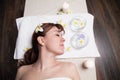 The beautiful girl lying in Spa massage sauna Royalty Free Stock Photo