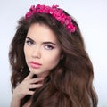 Beautiful girl Makeup. Healthy Hair. Young attractive woman with Royalty Free Stock Photo