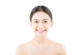 Beautiful girl with makeup, woman and skin care concept / attractive asia girl smilling on face isolated. Royalty Free Stock Photo