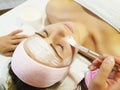 Beautiful girl, mask cosmetic beautician healthy in spa salon moisturizer skincare cosmetology procedure, relaxation young