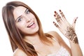 Beautiful girl with mehandi Royalty Free Stock Photo