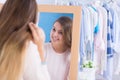 Beautiful girl mirror reflection Royalty Free Stock Photo