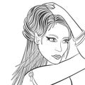 Beautiful girl. Model. Coloring book. Print Fashionable Vector illustration