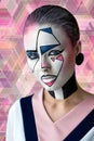 Beautiful girl model with creative graphic face art Royalty Free Stock Photo