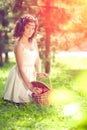 Beautiful girl on picnic on nature. Beautiful Young girl Outdoor