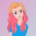 Beautiful girl with pink hair vector illustration