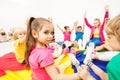 Beautiful girl playing circle games with friends Royalty Free Stock Photo