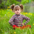 Beautiful girl playing in nature. Royalty Free Stock Photo