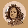 Beautiful girl portrait. Cartoon style. Digital sketch hand drawing vector. Illustration.